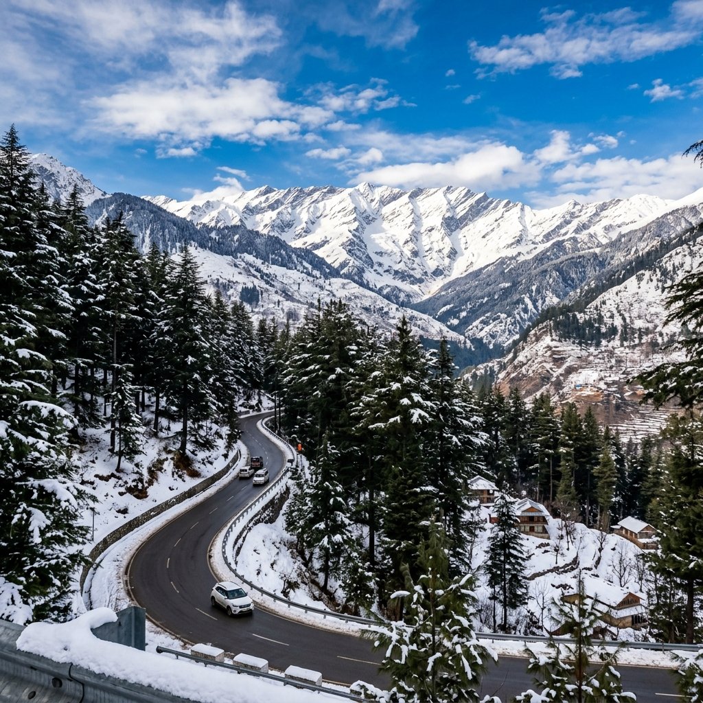 Manali mountain view and scenic road
